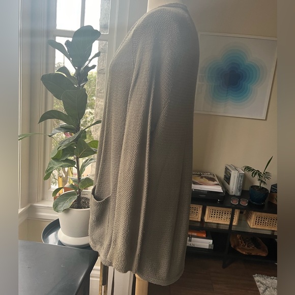 MADEWELL olive army green cardigan w tie cord at hem oversized with pockets - Picture 3 of 6